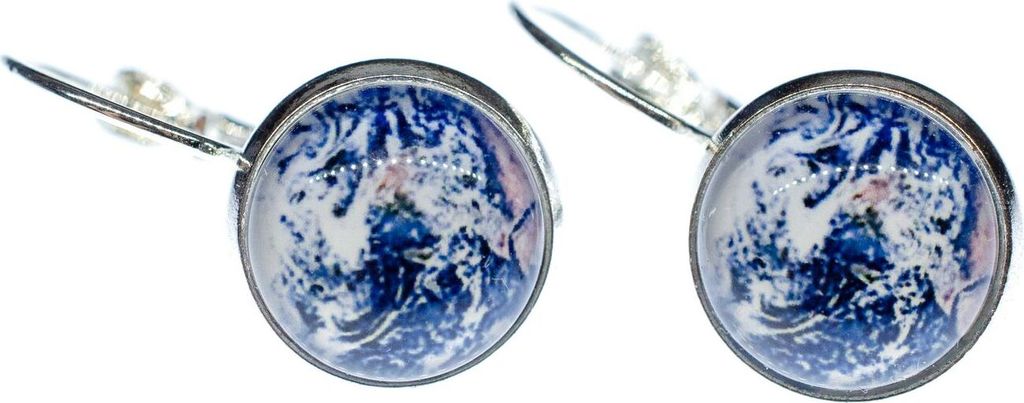 Cabochon Ohrringe Satellitenbild Welt Miniblings Satellit Weltall Erde Blau