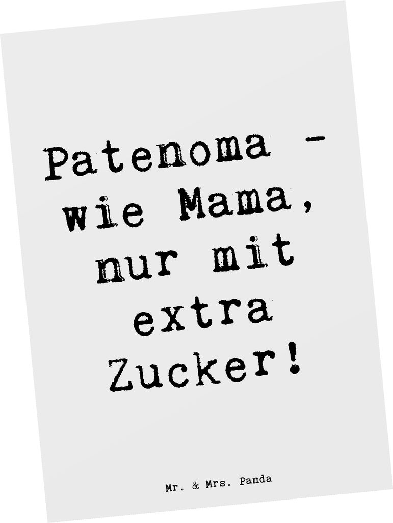 Mr. & Mrs. Panda Postkarte Spruch Patenoma Liebe - Weiß - Geschenk, Dankeschön, bildkarte, Grußkarte, Ansichtskarten, Leckerbissen, extra Zucker...