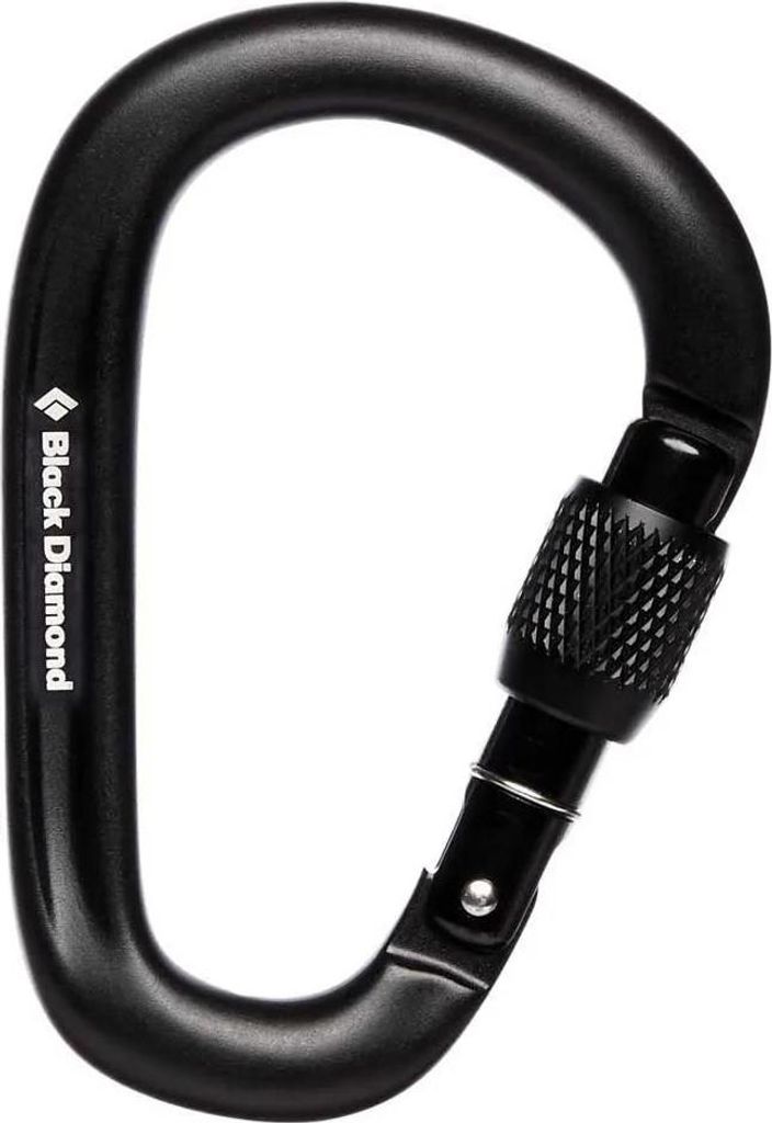 Black Diamond Pearlock Screwgate Carabiner, Schraubverschluss, Verschlusskarabiner, D-förmig, Schwarz, 23 kN, 8 kN