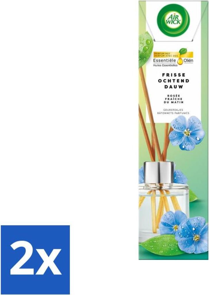 Air Wick - Duftstäbchen - Frischer Morgentau - Ätherische Öle - 40 ml - Vorteilspack - 2 Stücke