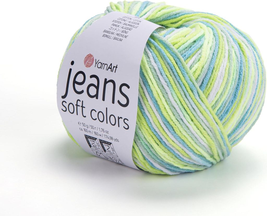 YarnArt Jeans Soft Colors Garn: Weich, Grün, 160m, 50g, Produktbild 