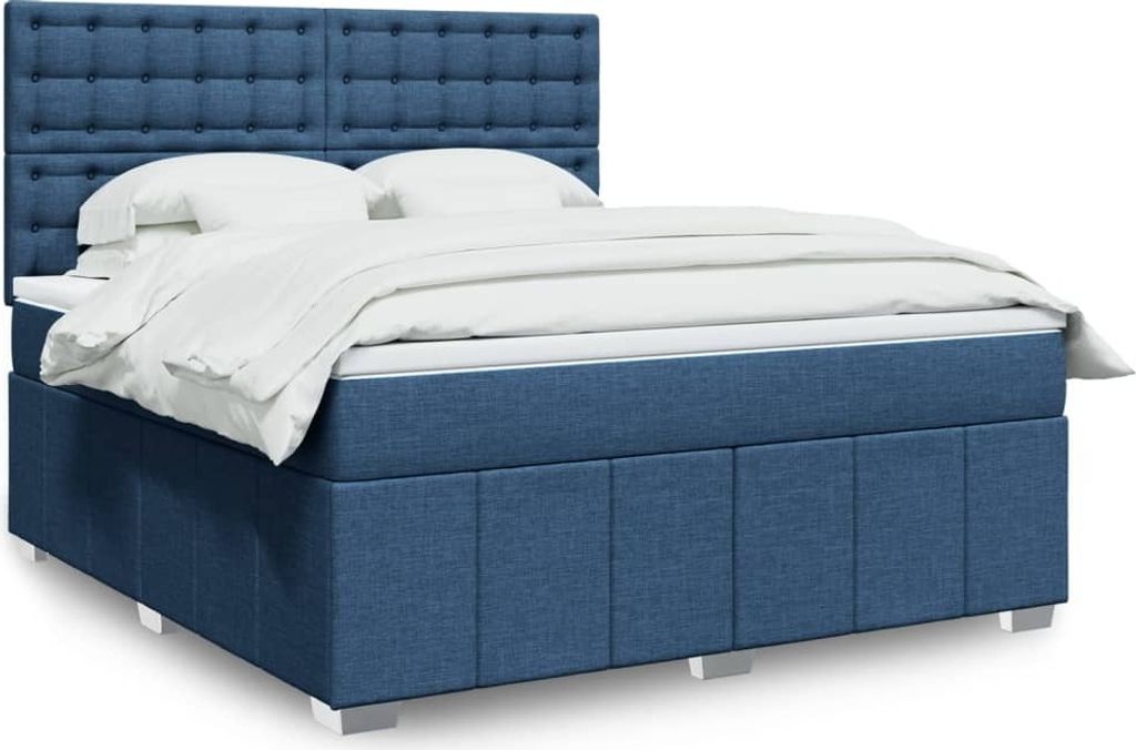 Möbel Boxspringbett mit Matratze Blau 180x200 cm Stoff - Klassische Betten 3291767