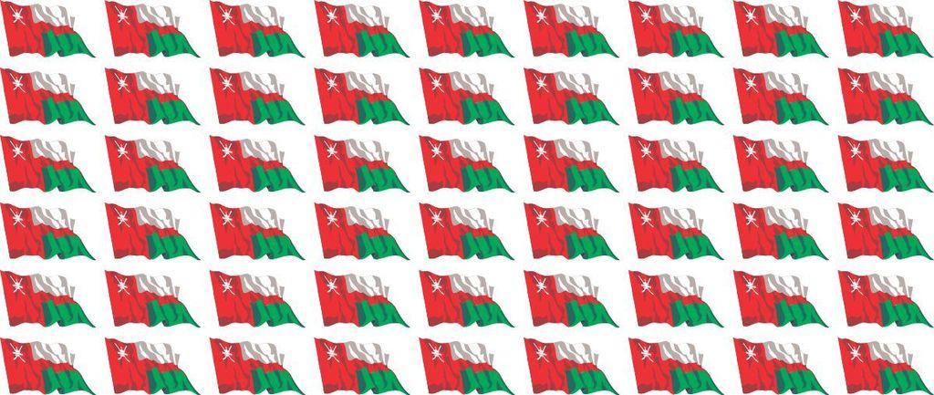 Mini Aufkleber Set - Pack wehend - 20x12mm - selbstklebender Sticker - Oman - Flagge / Banner / Standarte fürs Auto, Büro, zu Hause und die Schul...
