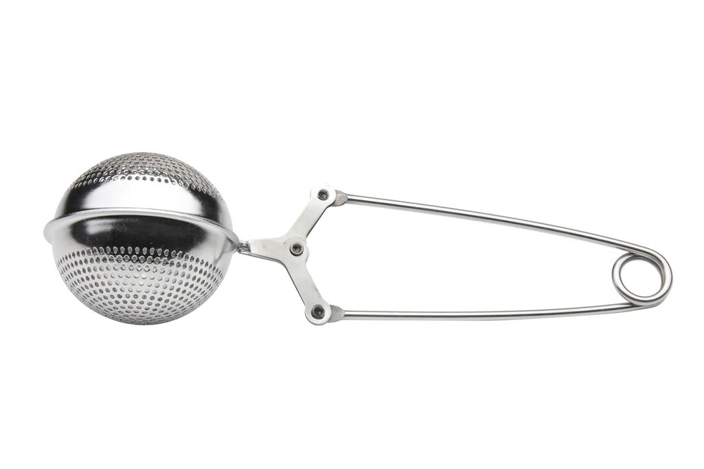 Karl Weis Teebrüher Ø 5 cm, Edelstahl Teesieb gelocht mit Federmechanik, Silber, Teefilter für 1–2 Tassen, für losen Tee
