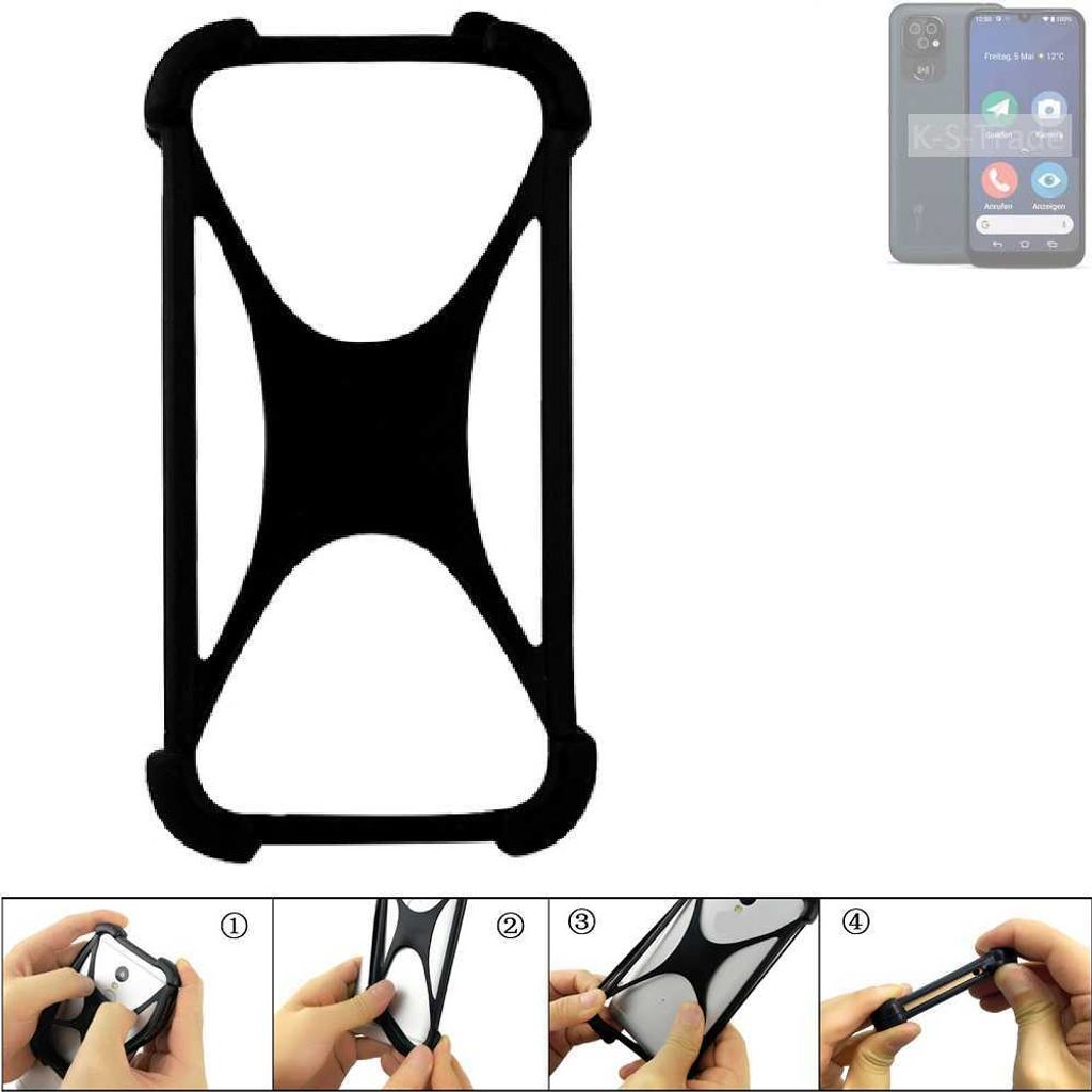 K-S-Trade Handy-Hülle Schutz-Hülle kompatibel mit Doro 8200 Silikon Bumper TPU Softcase Smartphone Stoßschutz, schwarz