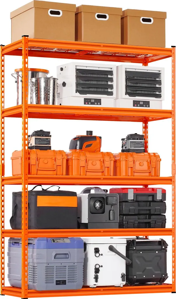 Rayonnage de Stockage pour Cave et Garage 5 Tablettes Modulables