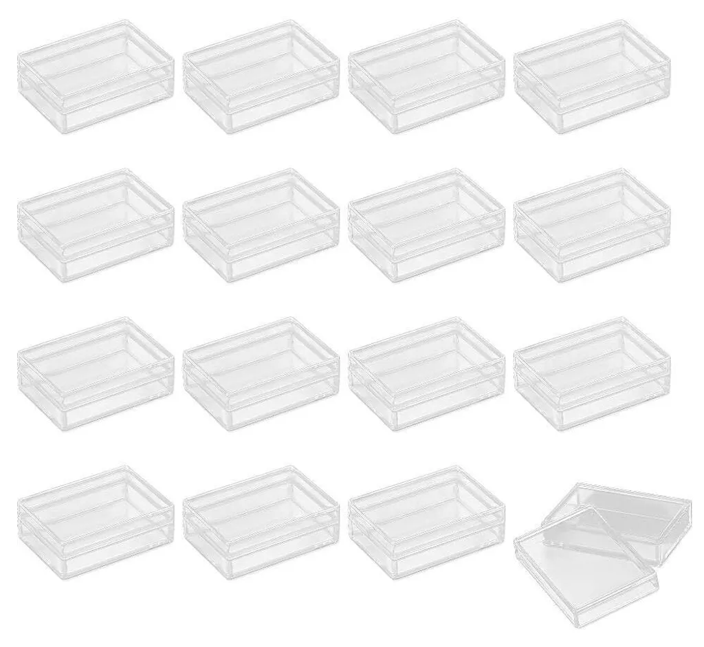 Coffret de 16 Récipients Carrés Transparents en Acrylique pour Rangement