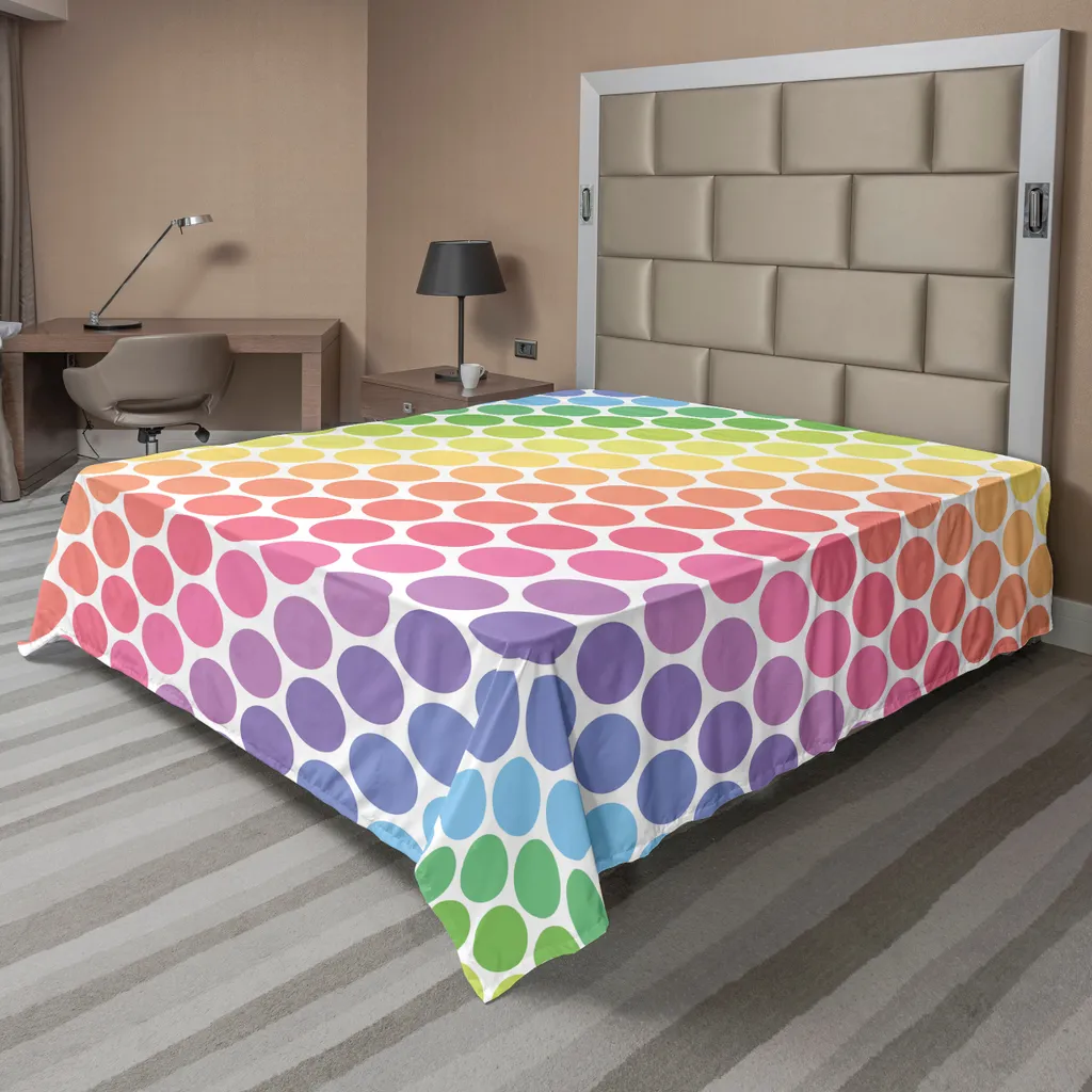 Drap de dessus doux et confortable, motif pois colorés, 266x260 cm
