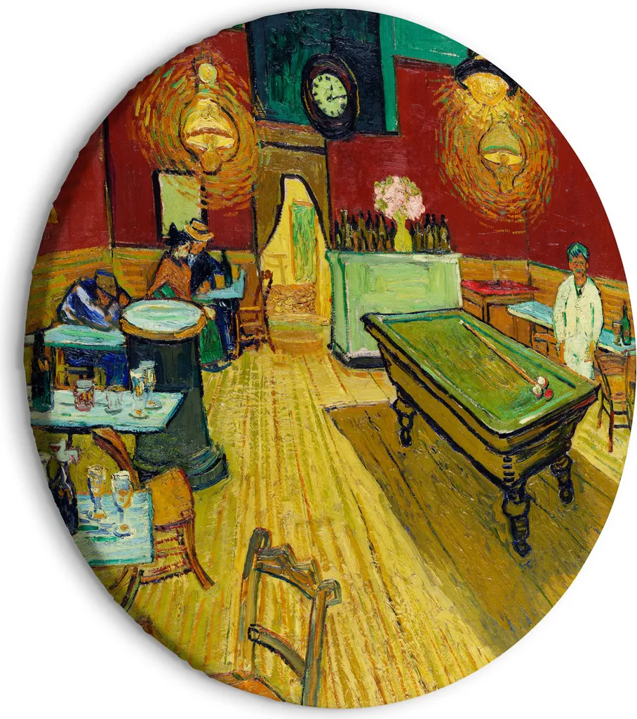 Quadro rotondo su tela - Il caffè notturno (Vincent van Gogh) 40x40 cm Riproduzioni l-G-10020-bc-a