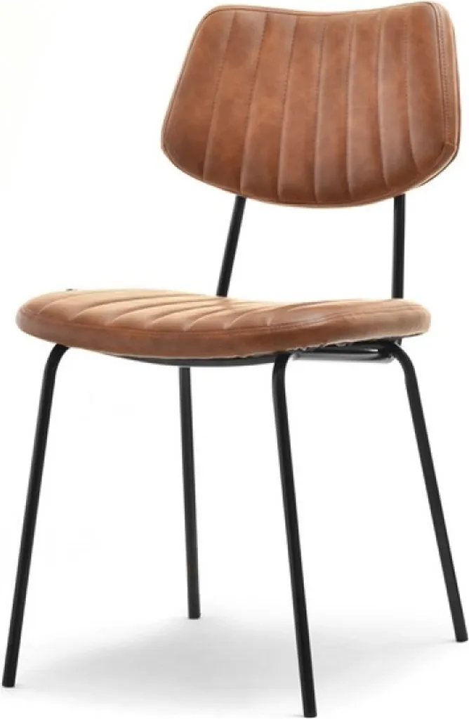 Chaise de salle à manger MARIANGELA - Design industriel marron et noir