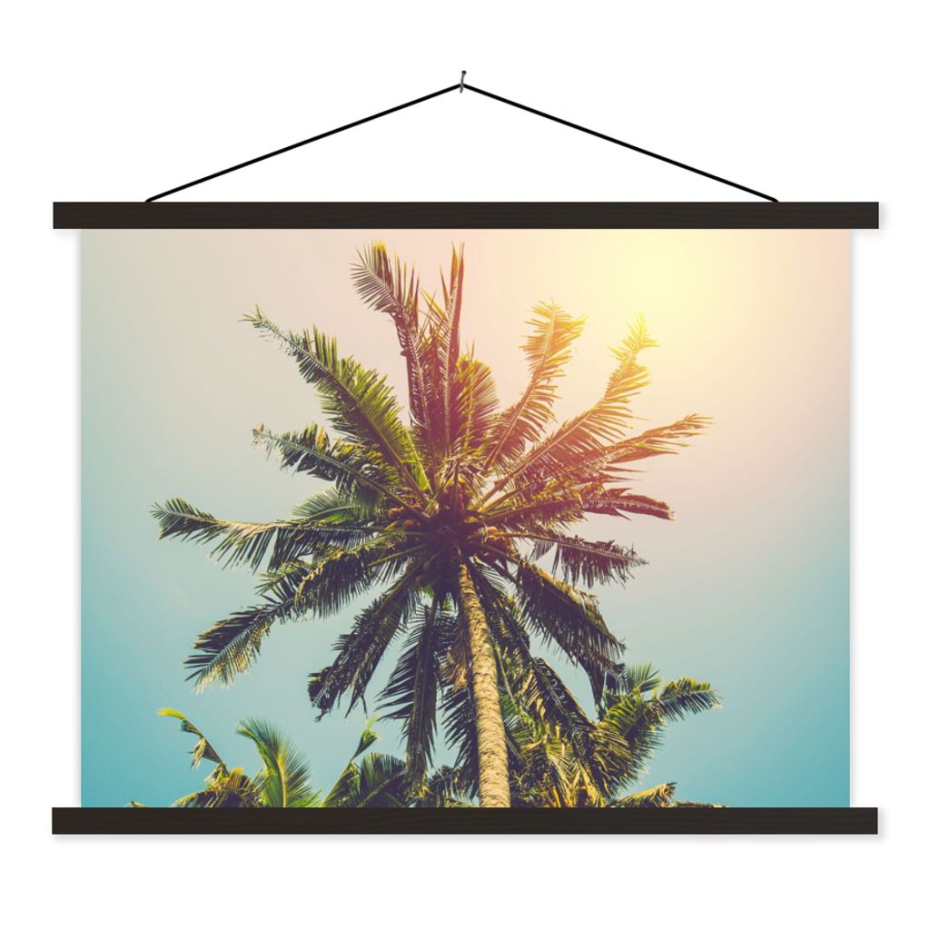 MuchoWow Textilposter Palme - Sommer - Tropisch - Sonne 150x113 cm mit schwarzem Rahmen - Wohnzimmer