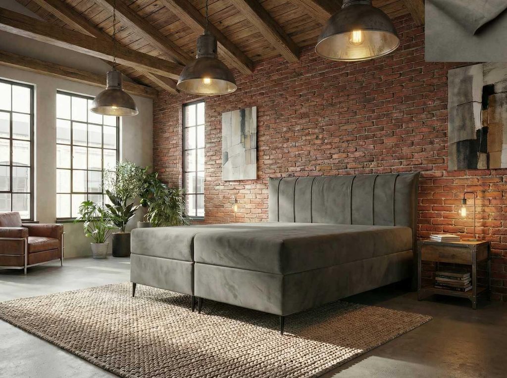 Boxspringbett MILAZZO Nordelo 160x200 mit Bettkasten Topper Stoff Magic Velvet Beige 2208,