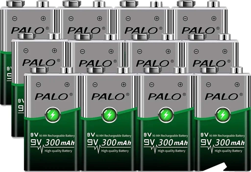 Set 12 Batterie 9V PALO 300mAh Ni-MH per Microfoni e Strumenti Musicali