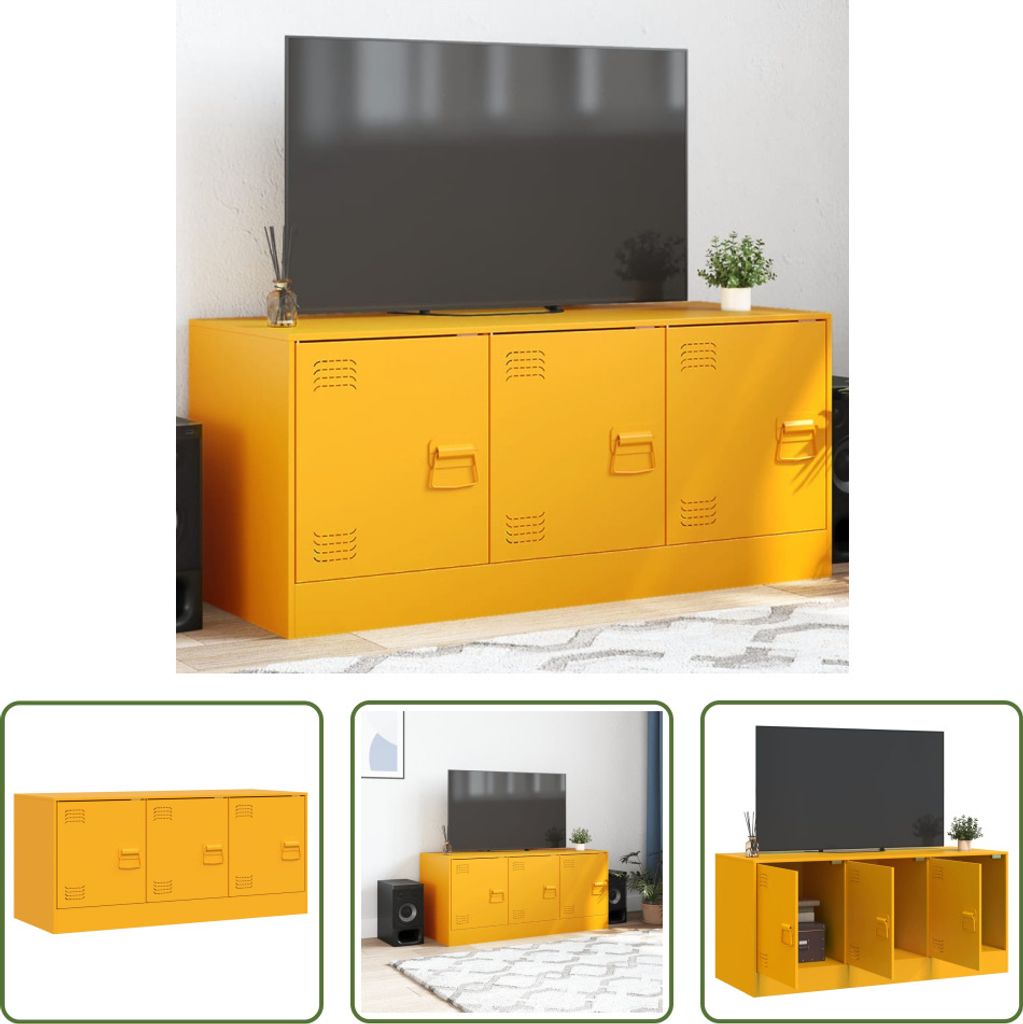 The Living Store TV-Schrank Senfgelb 99x39x44 cm Stahl