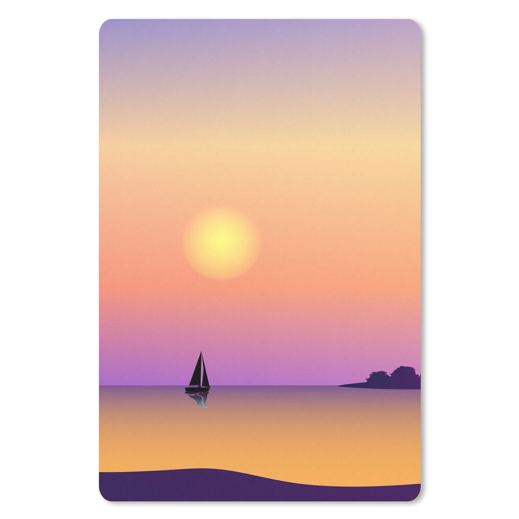 MuchoWow Mauspad Mousepad Segelboot - Sonne - Pastell - Zeichnung 18x27 cm - Mousepads - Maus Mat - Pad - Mausunterlage