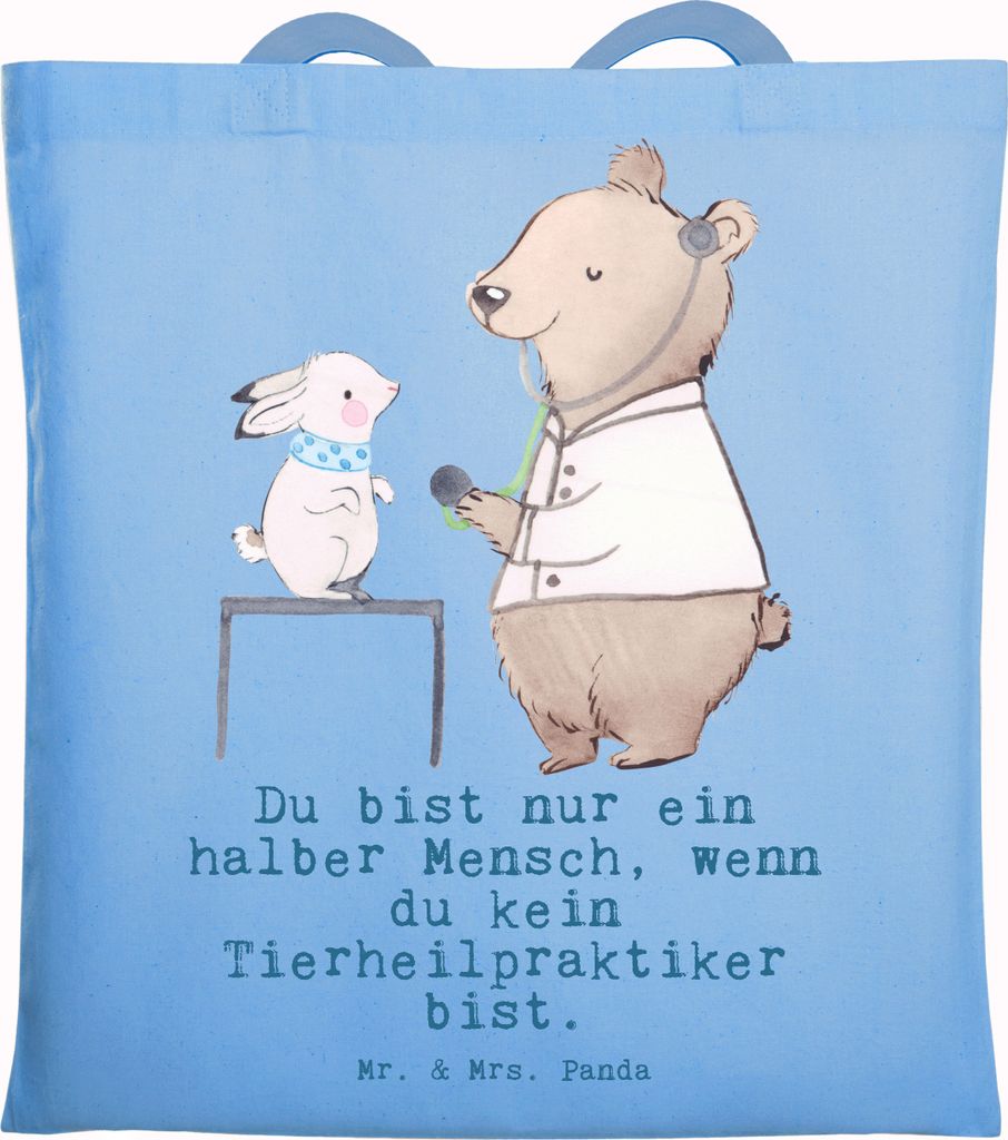 Mr. & Mrs. Panda Shopping Tasche Tierheilpraktiker Herz - Sky Blue - Geschenk, canvas, Tote Bag, Schultasche, Einkaufstasche