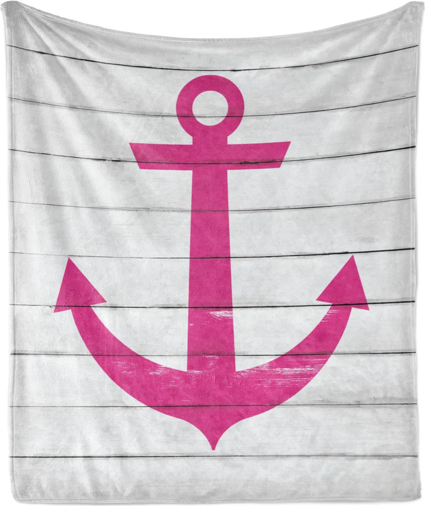 Jeté de lit doux thème océan et ancre marine rose 175 x 230 cm ABAKUHAUS