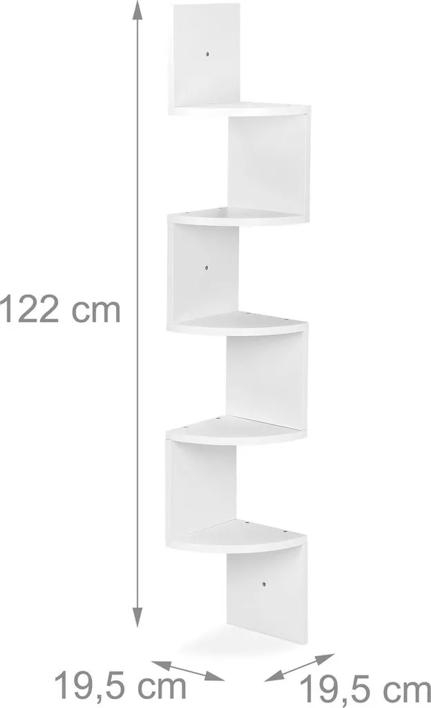 Étagère d'angle blanche 5 tablettes : Solution pour petits espaces