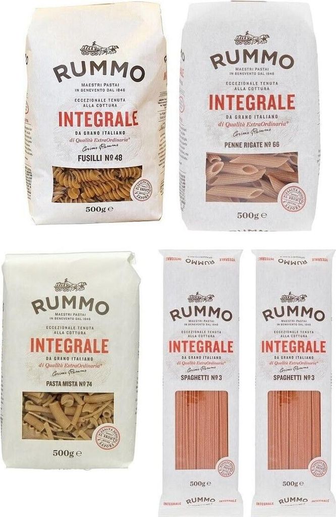 5er-Pack TESTPAKET Rummo Pasta Integrale,4 verschiedene Sorten Vollkornnudeln Nudeln Vollkorn Italienische Pasta 500g