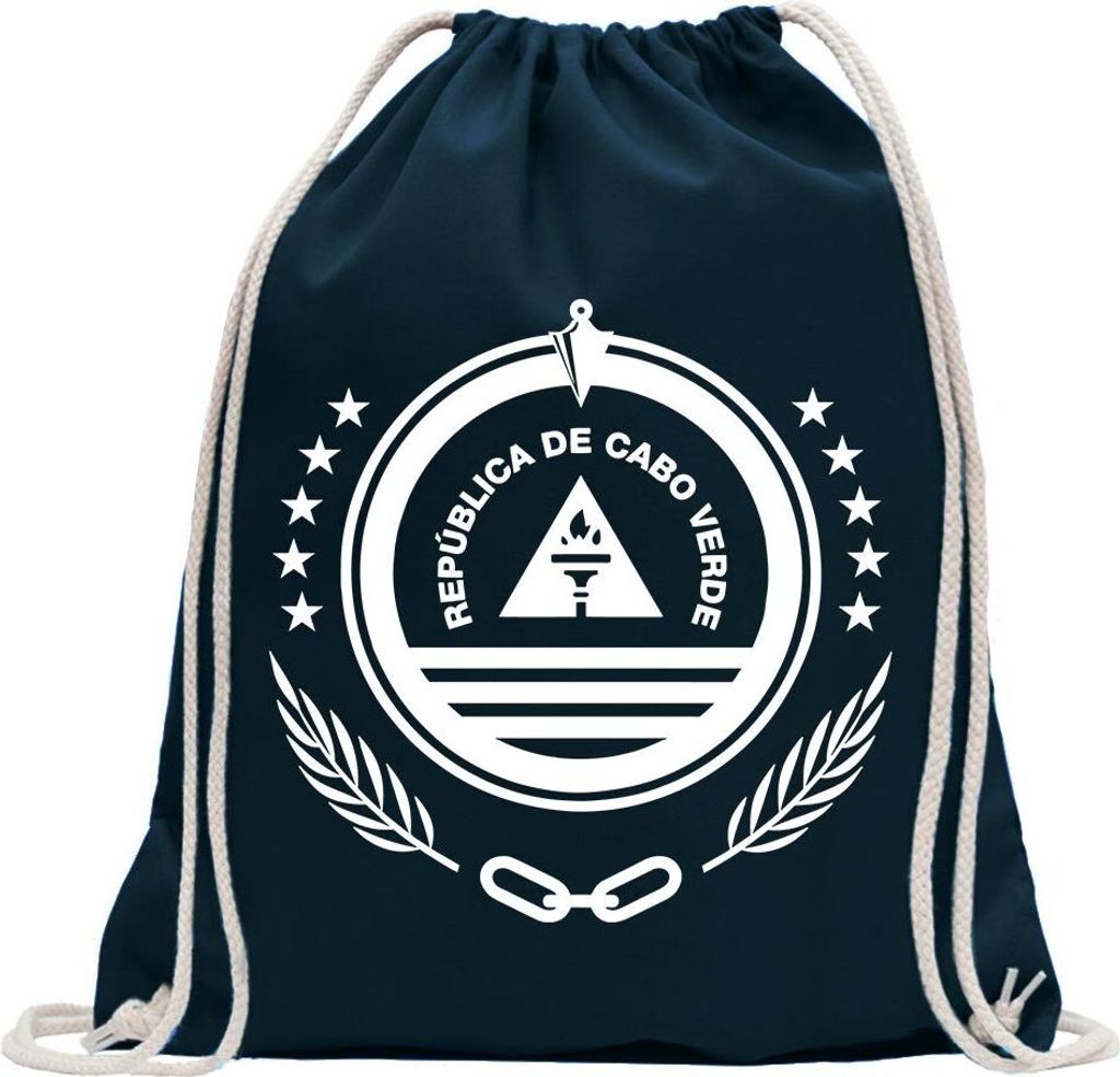 Kiwistar - Turnbeutel - dunkelblau - Kap Verde Wappen - Fun Rucksack Sport Beutel Gymsack Baumwolle mit Ziehgurt