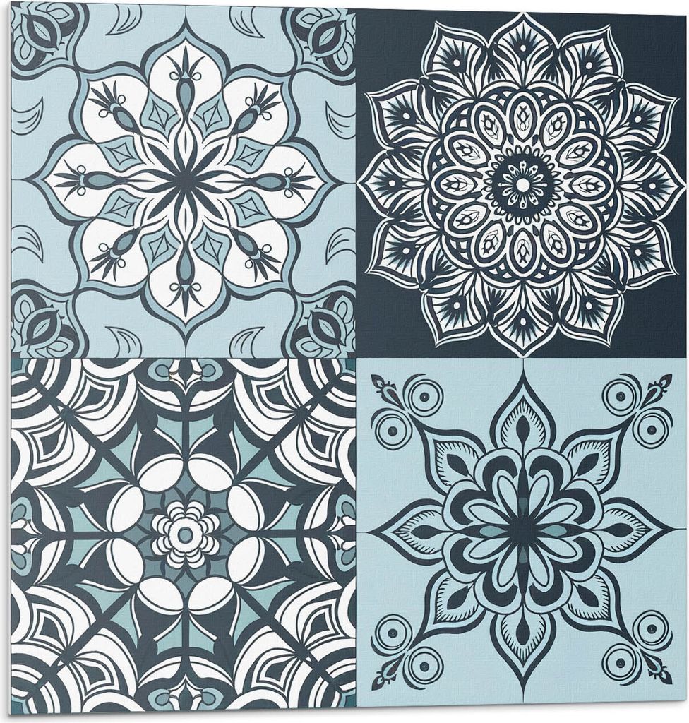 Mandala-Muster In Einem Raster – Selbstklebende Fliesen – Wandverkleidung – Wandpaneel – PVC Fliesen – Vinylflisen – PCV Flisen – Sel...