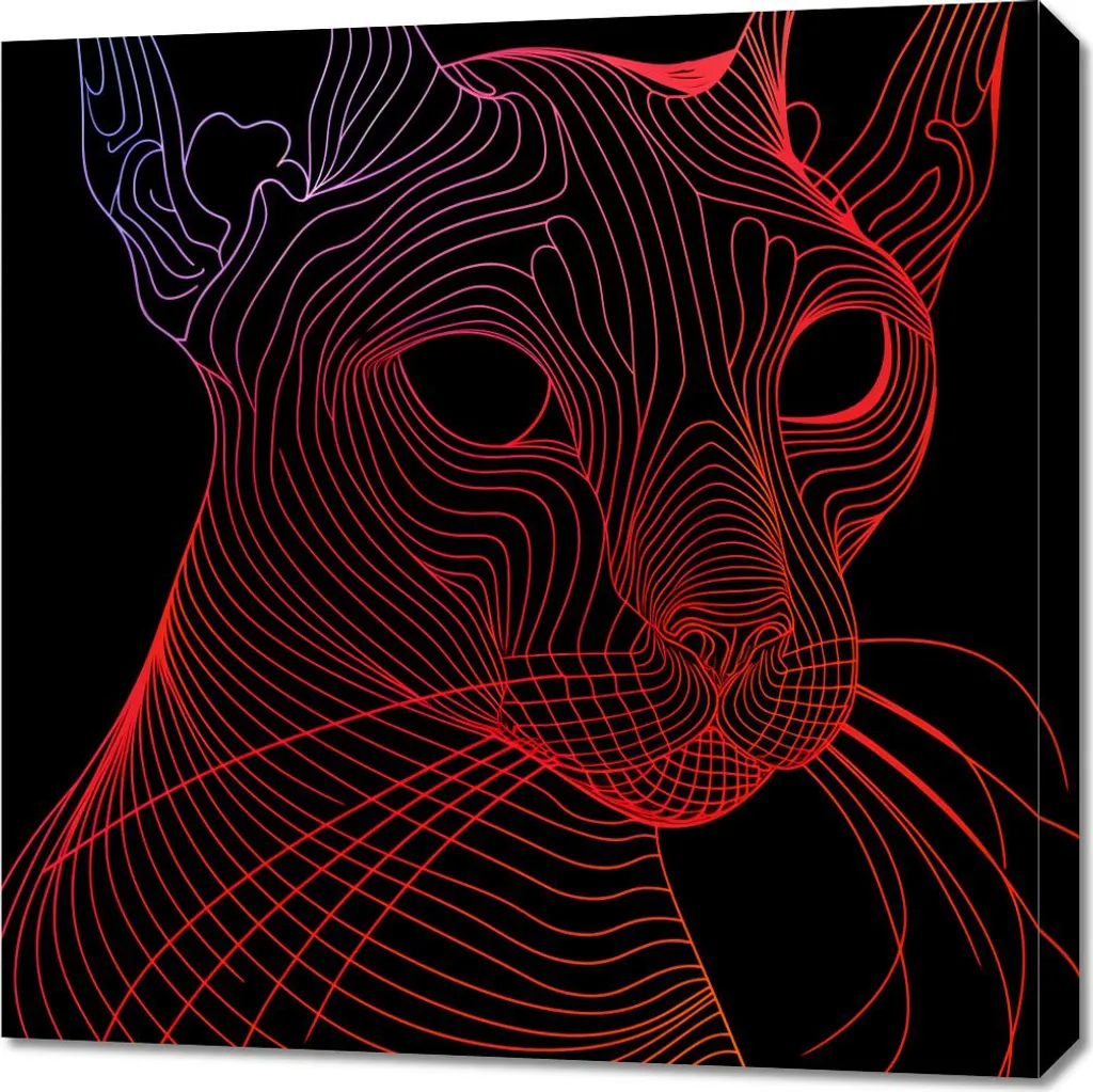 Décoration Murale Chat Numérique 70x70 cm - Toile Moderne et Design