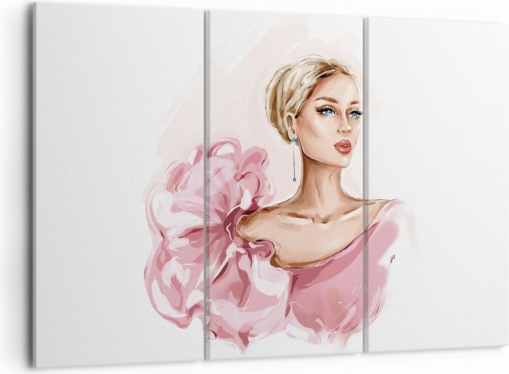 Bild auf Leinwand - Leinwandbild - 3 Teile - Frau Künstlerin Mode - 105x70cm - Wand Bild - Wanddeko - Wandbilder - Leinwanddruck - Bilder - Wandde...