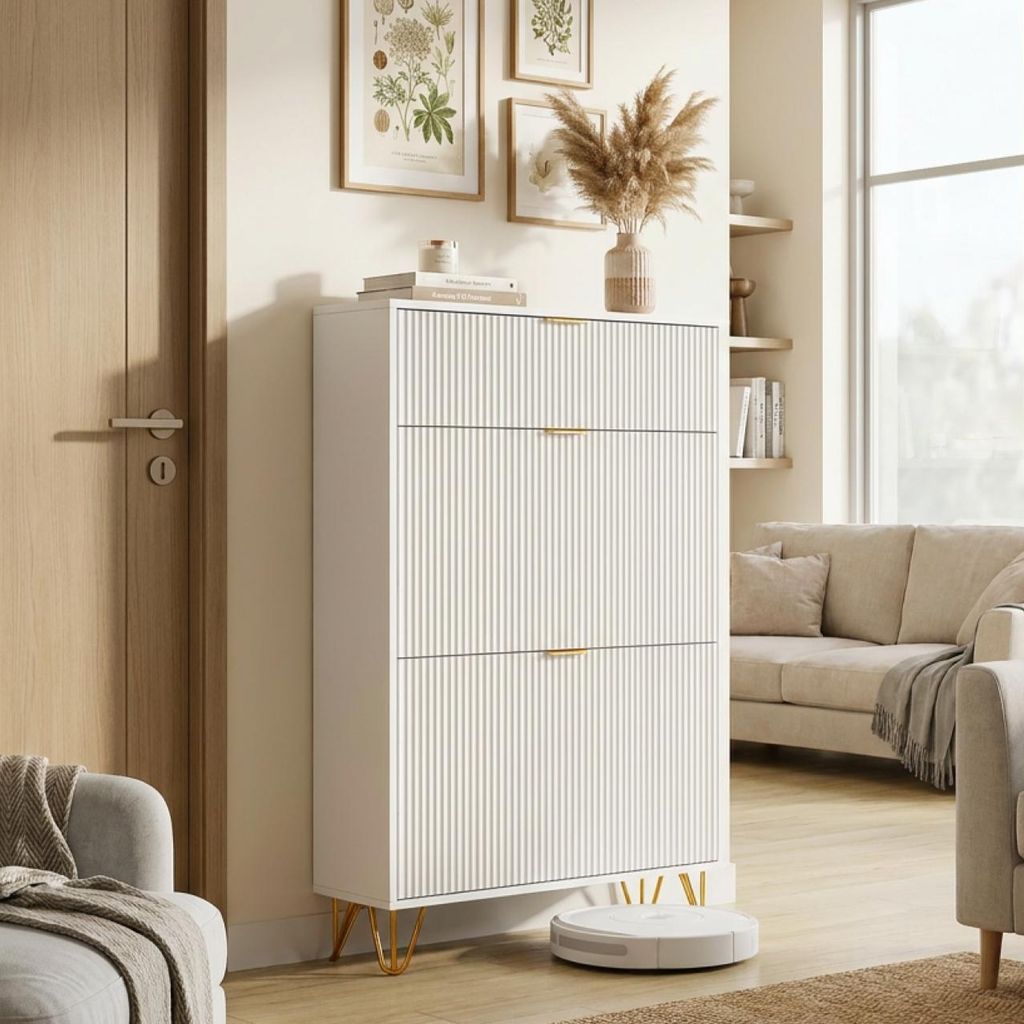 INONEFT, zapatero estrecho con 2 puertas abatibles y un Imagen del producto 