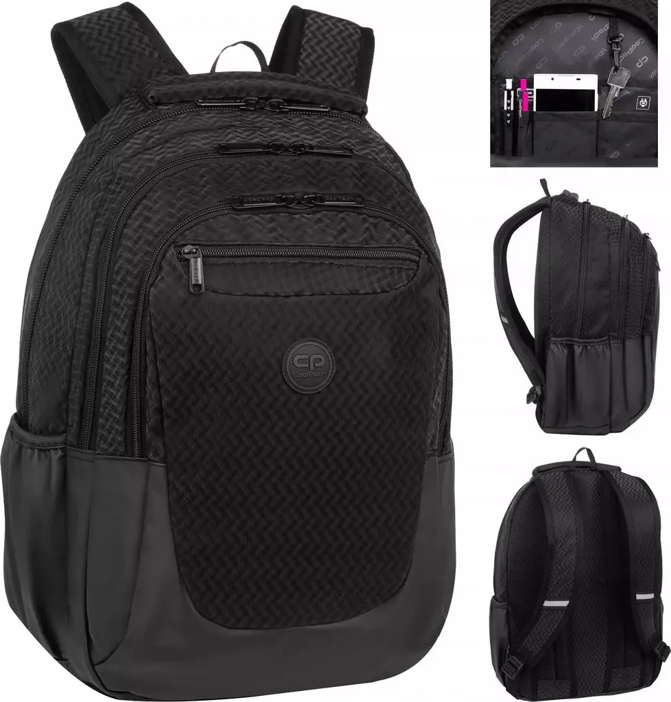 Sac à dos CoolPack SOUL 18 TRACE NET noir ergonomique de 27L - 12