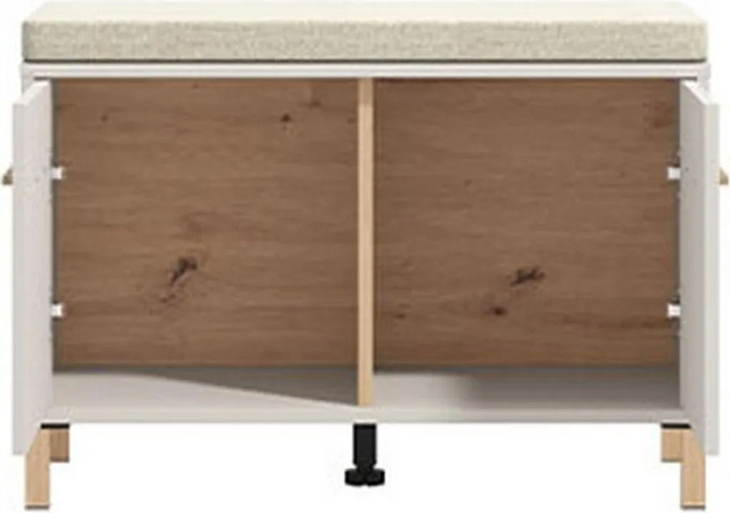 Banc de Rangement Entrée Marciana 80cm Blanc Crème Petit Meuble Bas