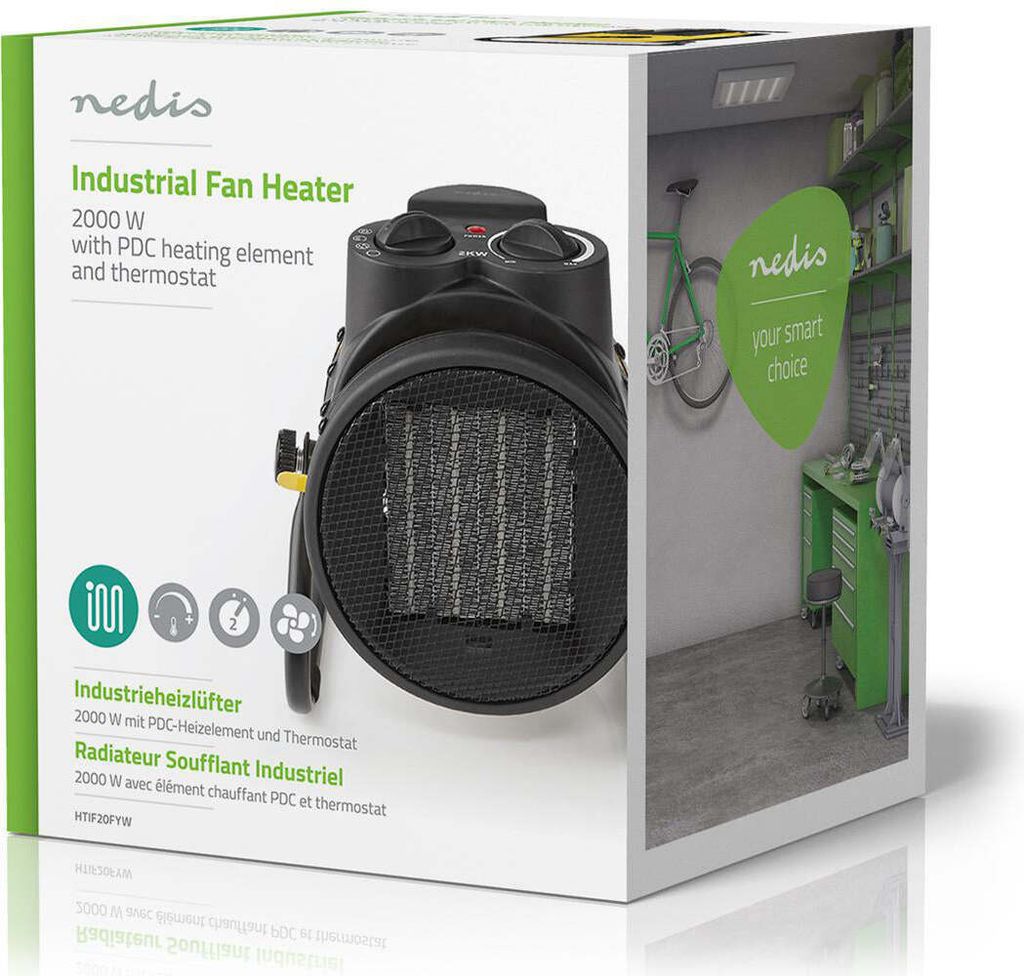 NEDIS Industrie Heizlüfter 1000/2000W b.20m² 2St Thermost. Image du produit 