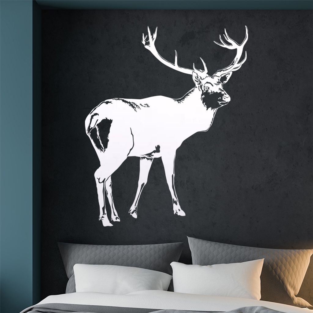 KIWISTAR Hirsch Motiv 2 Geweihträger Wandtattoo in 6 Größen - Wandaufkleber Wall Sticker - Dekoration, Küche, Wohnzimmer, Schlafzimmer, Badezimmer