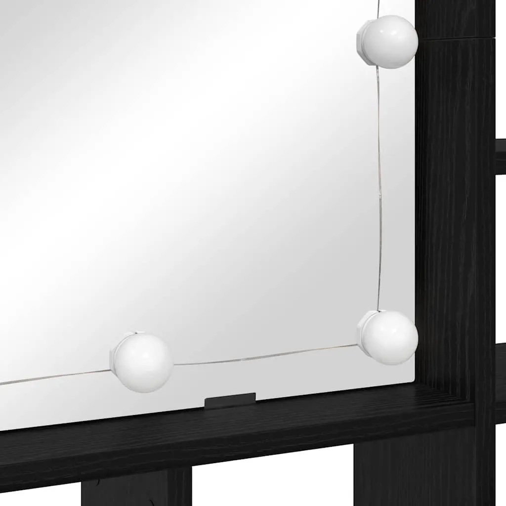 SYFAX Mobiletto Specchio Smart-Design Rovere Nero 91x15x76,5 cm - 6