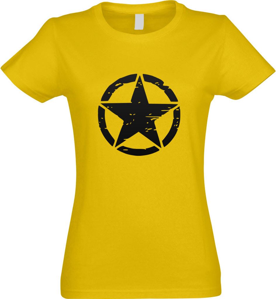 Kiwistar - T-Shirt tailliert - Damen - gelb - United States Army Star - mit Motiv Bedruckt - Funshirt Design - Sport - Freizeit - Damen - S