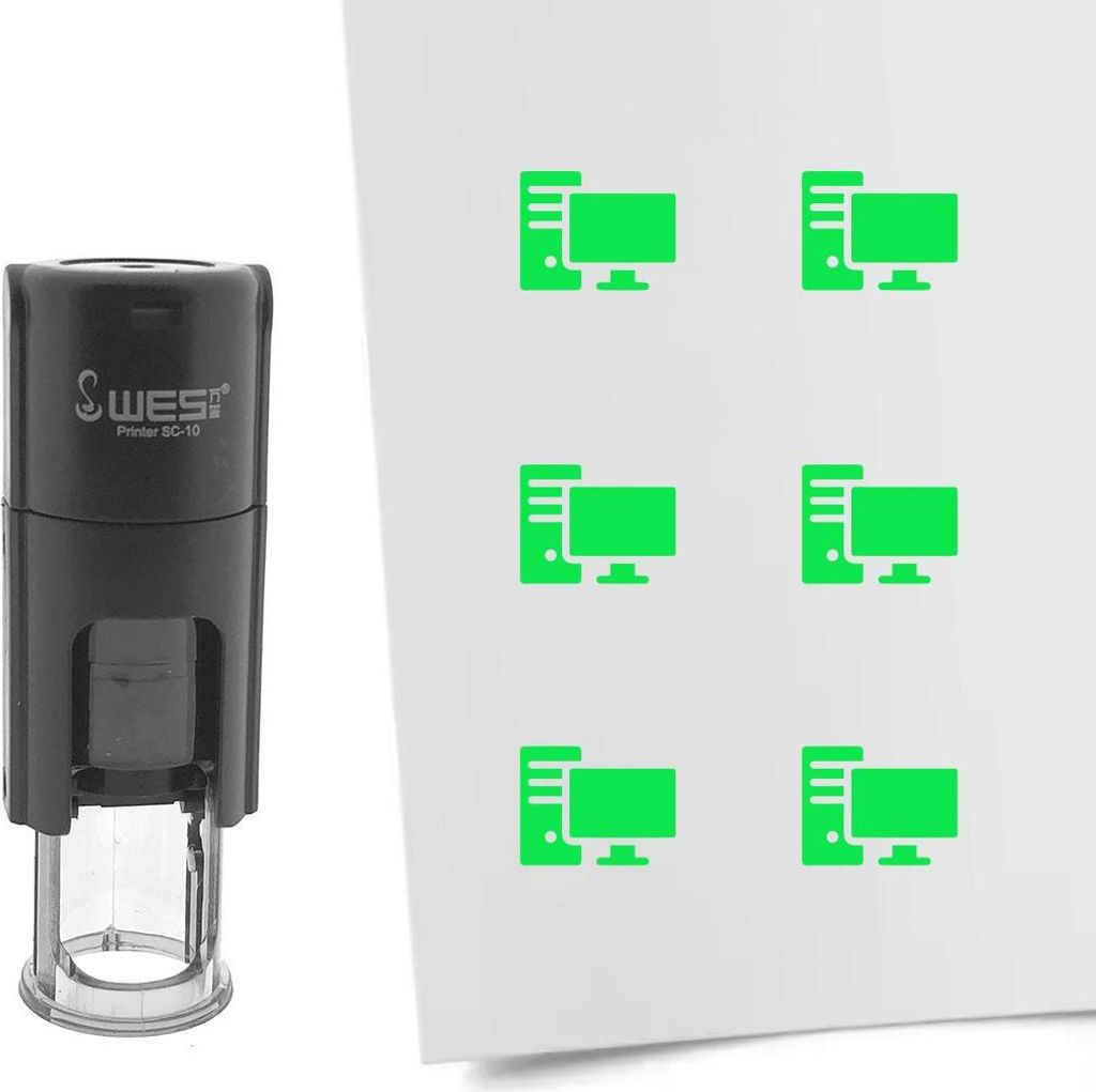 CombiCraft Selbstfärbender Stempel 'Computer' in der Farbe Grün, Ø10mm
