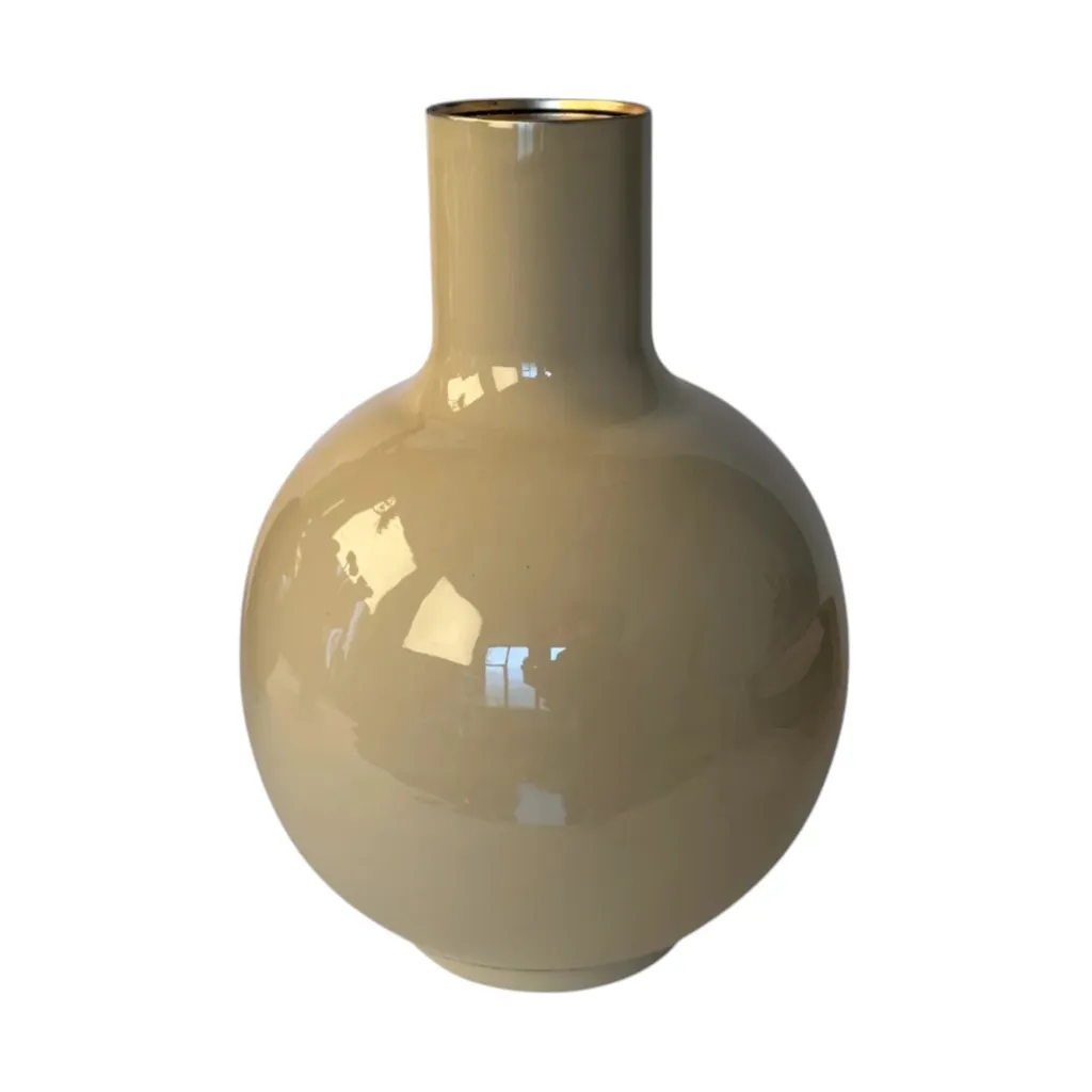 Vase métallique incassable beige et or 30cm pour décoration durable