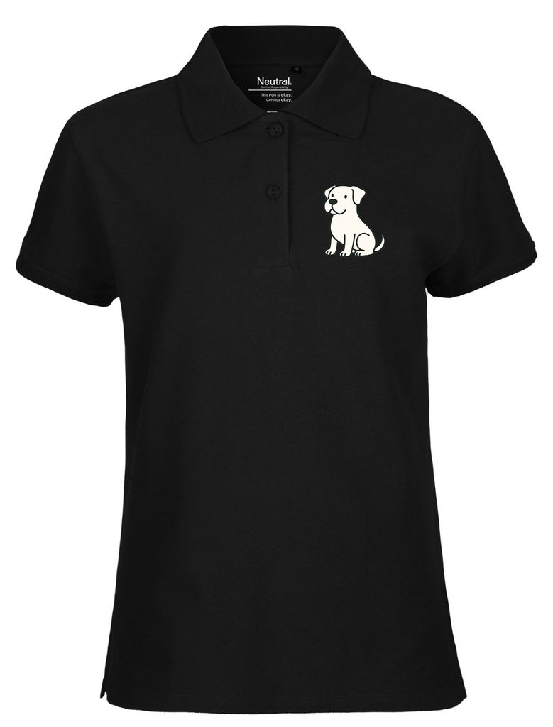 Huuraa Damen Polo Shirt Dogo Argentino Comic Dogo M Black Bio Baumwolle Fairtrade Poloshirt Geschenkidee
