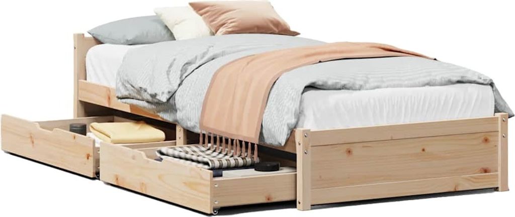 vidaXL Massivholzbett ohne Matratze 90x190 cm Kiefer