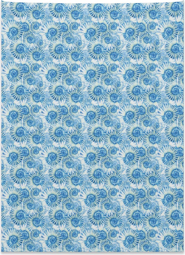 Abakuhaus Shells Wandteppich, Krebstiere Drucke aus Weiches Mikrofaser Stoff Kein Verblassen Klare Farben Waschbar, 110 x 150 cm, Hellblau Weiß un...