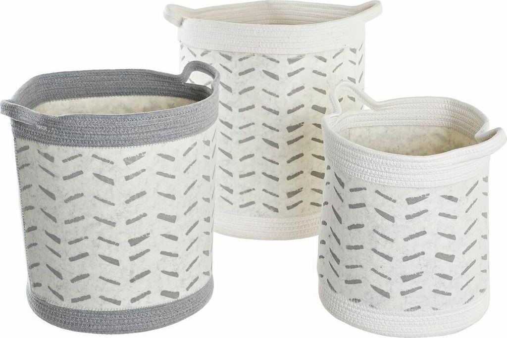 DKD Home Decor Set of Körbe Grau Baumwolle (3 Stück) (35 x 35 x 35 x 40 cm) - - Brand EAN: 8424002006044