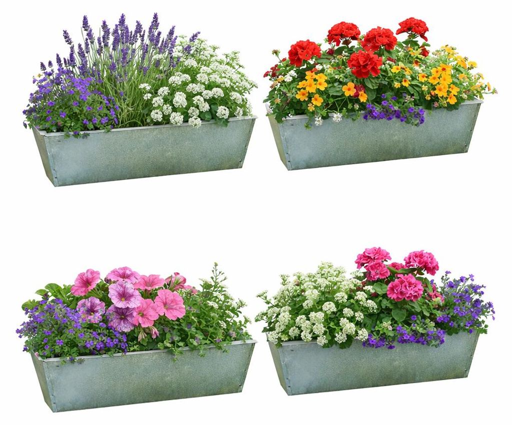 Pflanzkasten für Palette 4er-Set verzinktes Stahlblech