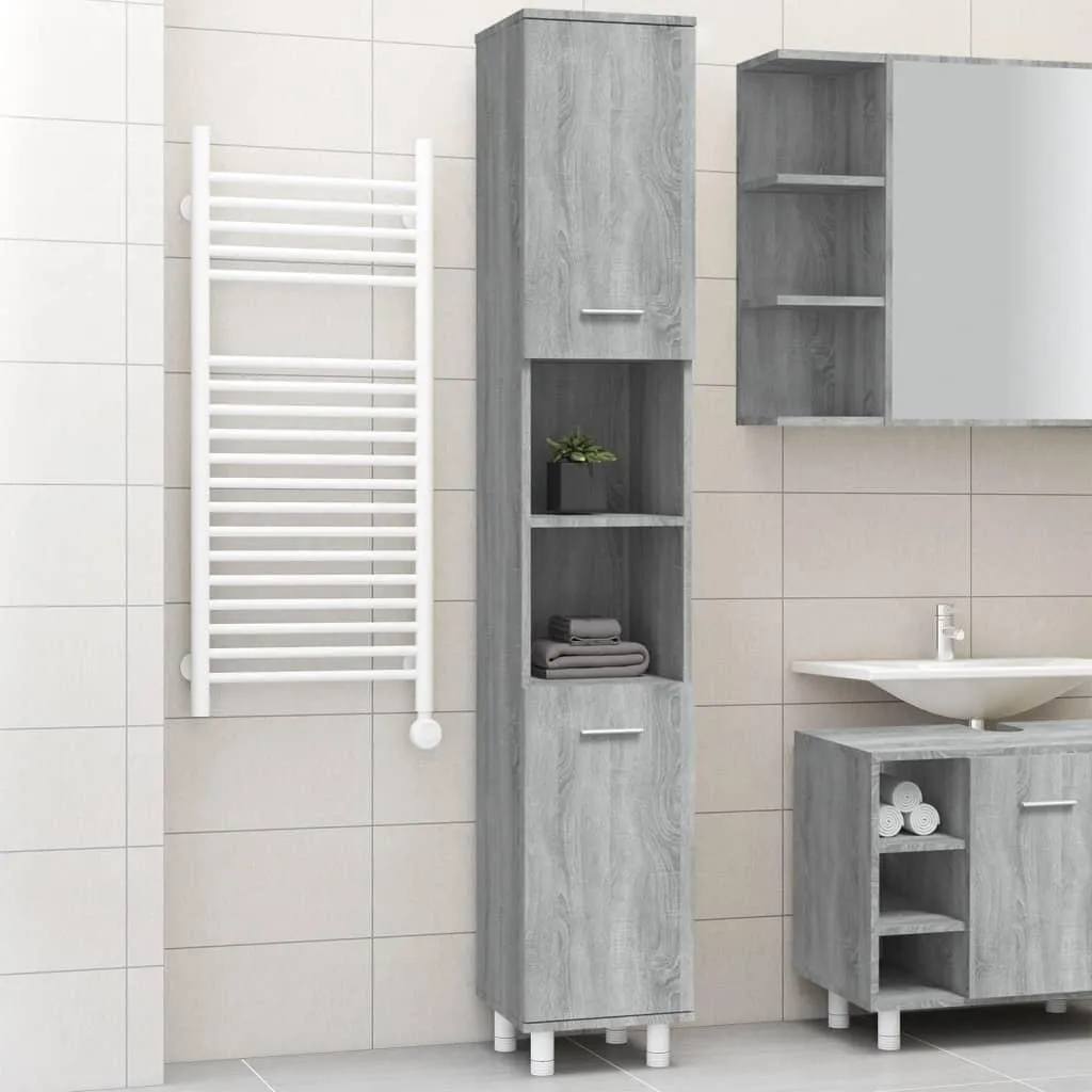 vidaXL Mobile da bagno Grigio Sonoma 30x30x179 cm Materiale a base di legno - 2
