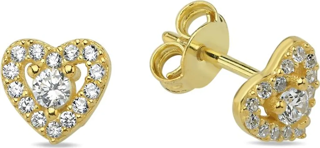 Boucles d'oreilles cœur argent 925 doré - Anti-allergie et éclat zircone
