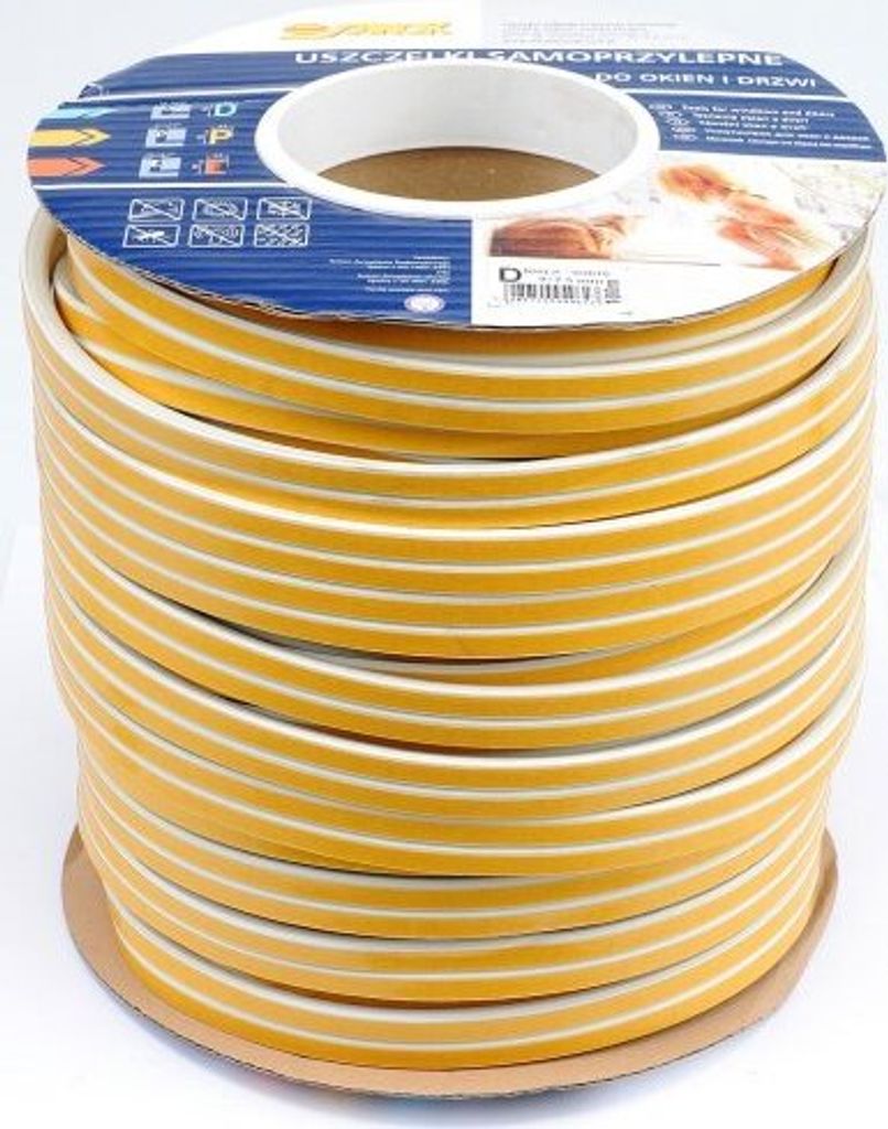 Těsnění do oken a dveří samolepící 9x7,4mm TYP D bílé 100M Obrázek produktu 