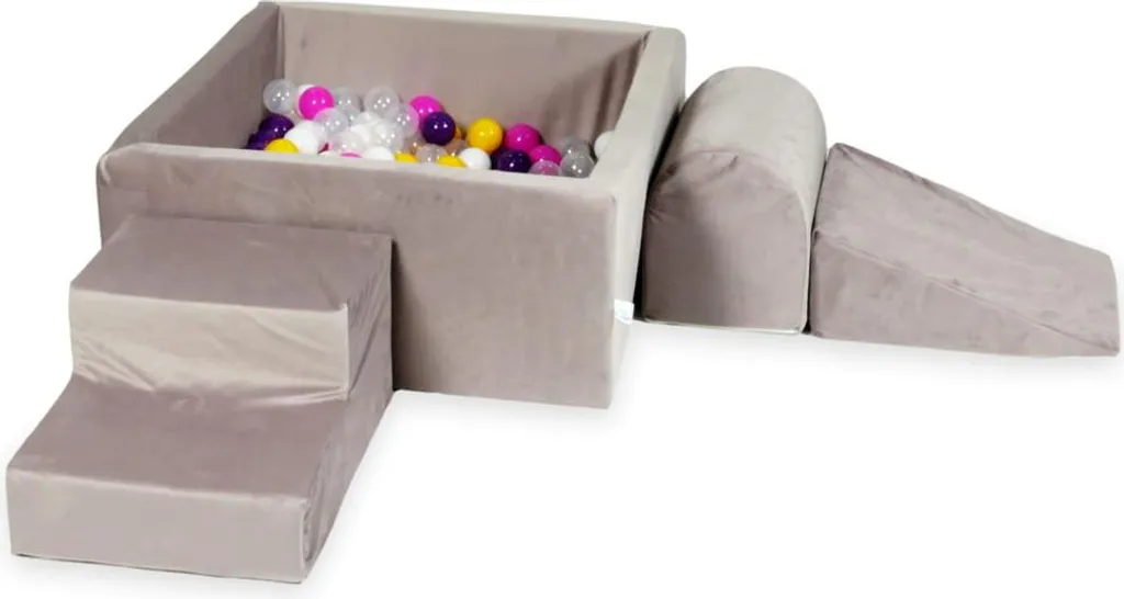 Piscine à balles carrée en velours lilas pour enfant avec 400 balles incluses