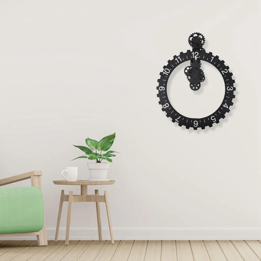 Horloge murale noire silencieuse style rétro pour déco murale sans bruit