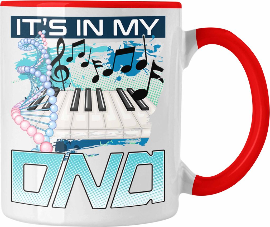 Trendation - Klavierspieler Tasse Geschenk Pianist Klavier Spielerin Geschenkidee Its In My DNA (Rot)