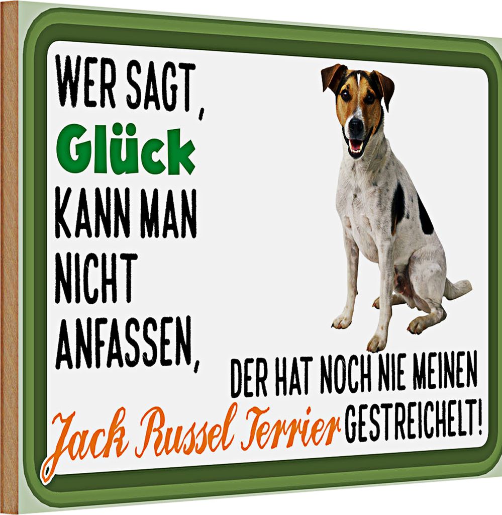 Holzschild Spruch 30x20cm Glück Jack Russel Terrier Hund