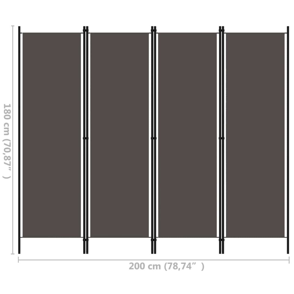 vidaXL 4-tlg. Raumteiler Anthrazit 200x180 cm Produktbild 5
