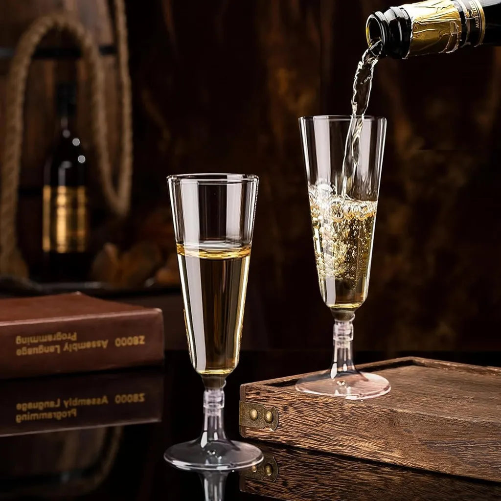 25 Bicchieri Champagne Plastica 160ml - Ideali Matrimoni e Compleanni - 3